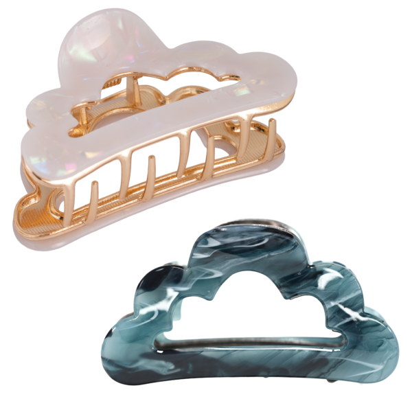 2PCS Alloy 3 Inch Cloud Shape Hair Claw Clip (Cloud Blue & White)