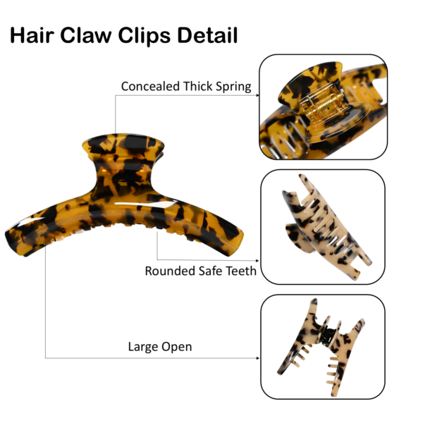 2PCS 4.7 inch Big Hair Claw Banana Clips (Tortoise)