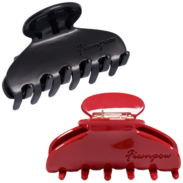 4 inch Banana Hair Claw Clips With Brand （Cherry Red & Black）
