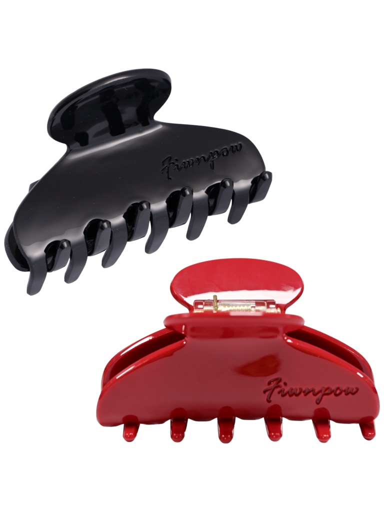 4 inch Banana Hair Claw Clips With Brand （Cherry Red & Black）