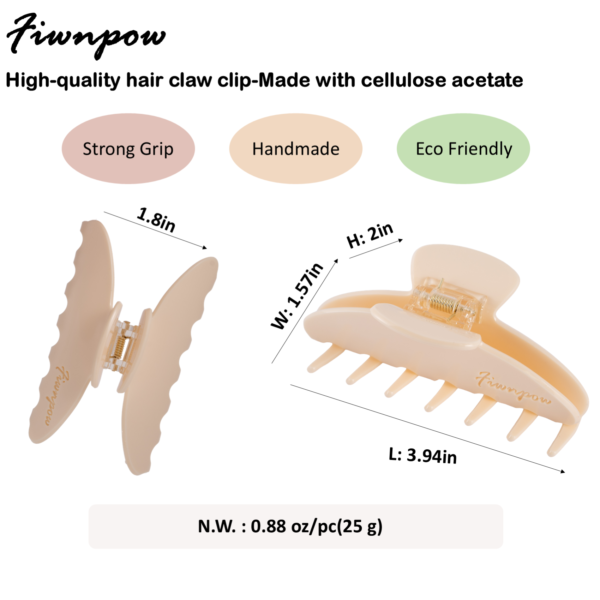 4 inch Banana Hair Claw Clips with brand（Ivory White）