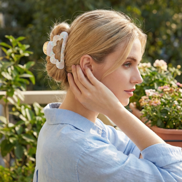 2PCS Alloy 3 Inch Cloud Shape Hair Claw Clip (Cloud Blue & White)