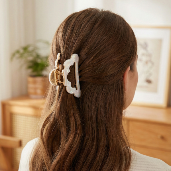 2PCS Alloy 3 Inch Cloud Shape Hair Claw Clip (Cloud Blue & White)