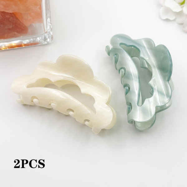 2PCS 3 Inch Cloud Shape Hair Claw for Women (Milkcream & Skyblue)