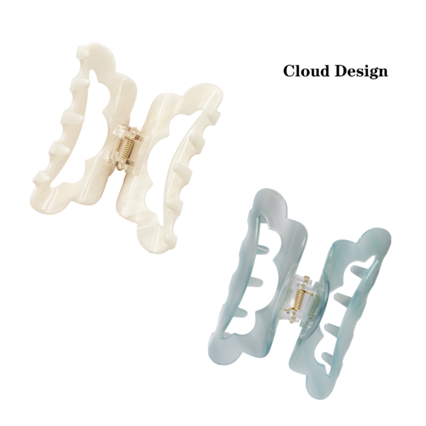 2PCS 3 Inch Cloud Shape Hair Claw for Women (Milkcream & Skyblue)