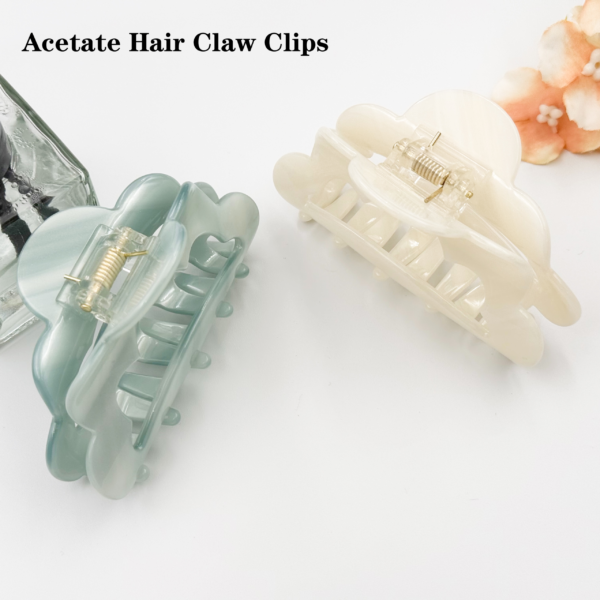 2PCS 3 Inch Cloud Shape Hair Claw for Women (Milkcream & Skyblue)