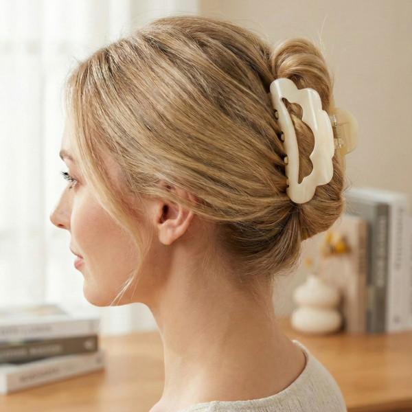 3 Inch Cloud Shape Hair Claw for Women (Milkcream)