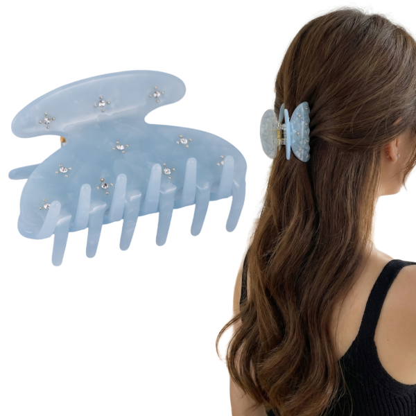 3 Inch Sparkling Crystal Hair Claw Clip (Ocean Blue)
