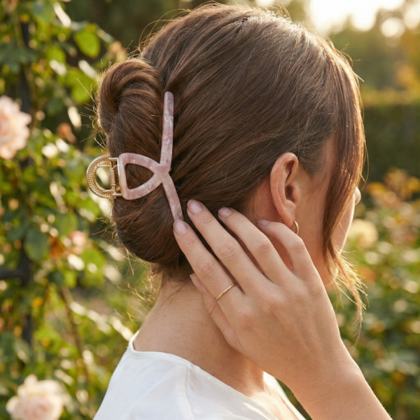 Acetate & Alloy 4.7" Large Hair Claw Clips (Pink)