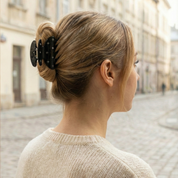 2PCS 3 Inch Sparkling Crystal Hair Claw Clip (Cherry Red & Black)