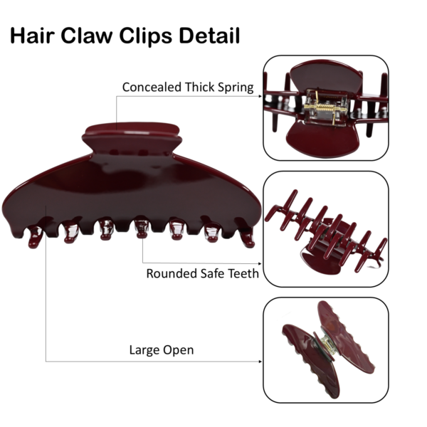 4 inch Banana Hair Claw Clips  (Wine Red)