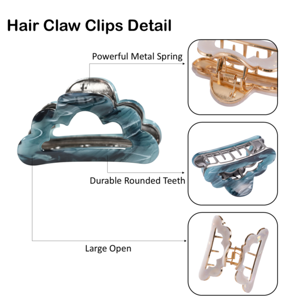 2PCS Alloy 3 Inch Cloud Shape Hair Claw Clip (Cloud Blue & White)