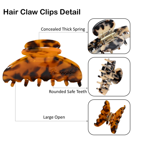 2PCS 3 inch Banana Hair Claw Clips With Brand (Tortoise)