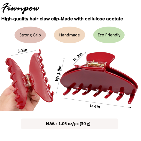 4 inch Banana Hair Claw Clips (Cherry Red)