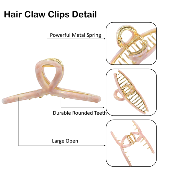 Acetate & Alloy 4.7" Large Hair Claw Clips (Pink)