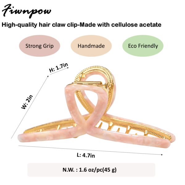 Acetate & Alloy 4.7" Large Hair Claw Clips (Pink)